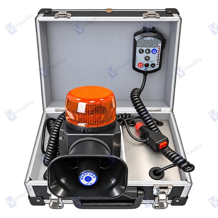 Voir la photo 2 : Ensemble Portatif d'Alerte, version à feu orange, dans sa valise ouverte