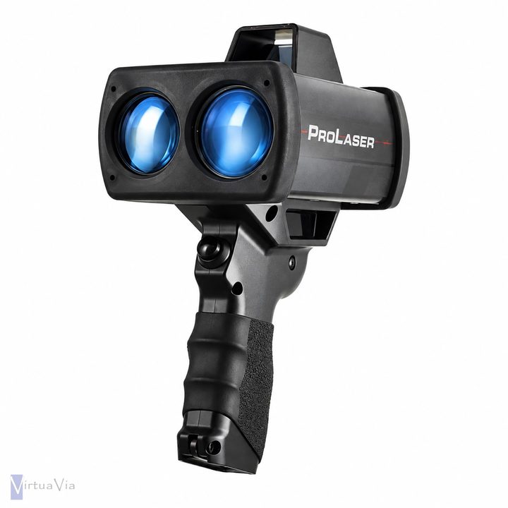 ProLaser 4 vu de face, optiques d'émission et de réception laser